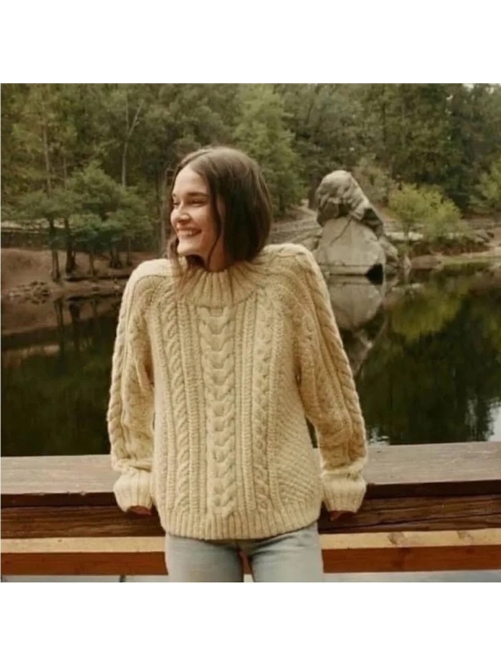 Doen Cream Cable Knit Turtleneck Sweater - Picture 6 of 6